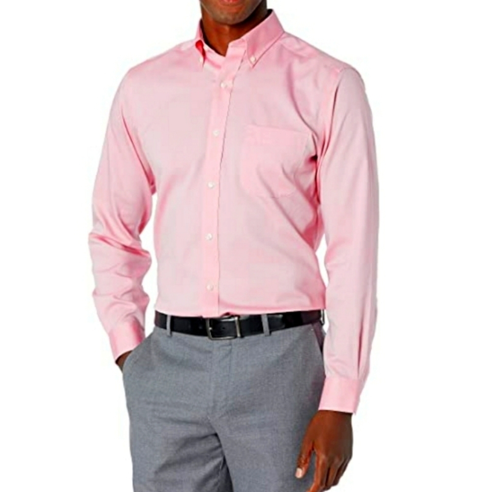 Buttoned Down Pink Long Sleeved Pima Cotton Buttoned Down Shirt Size 17